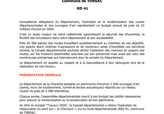 Travaux - Commune de Torsac - RD 41